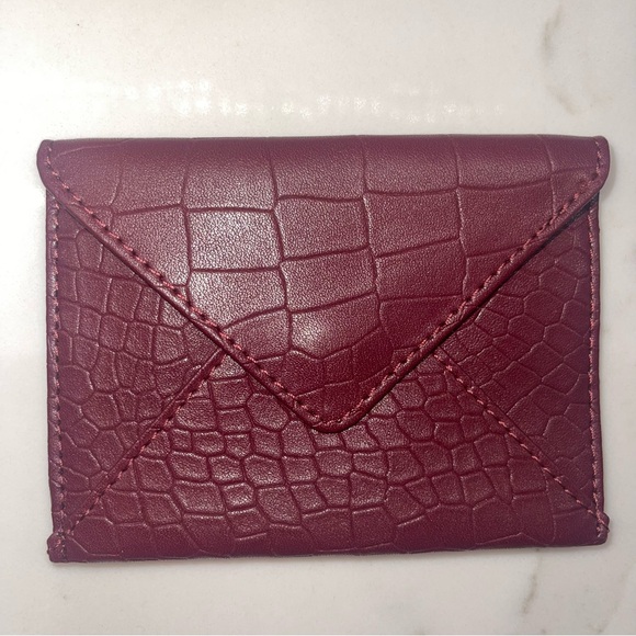 NWOT Rachel Miriam burgundy snakeskin genuine leather card holder - Picture 12 of 14